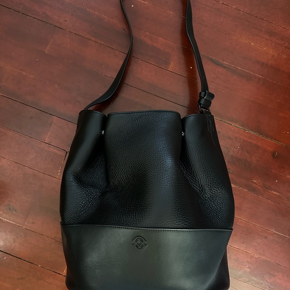 Dagne Dover Handbags - Black Leather Bucket Bag